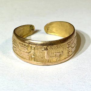 💝Vintage 18K gold PLATED Peruvian Symbolic Llama Ring Band